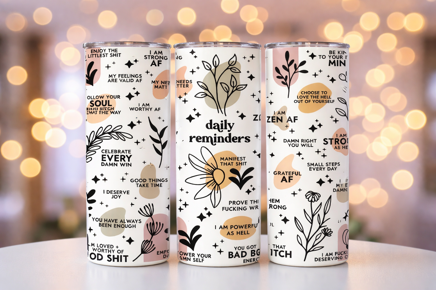 20oz Daily Reminders Affirmation Tumbler – Motivational Insulated Stainless Steel Cup
