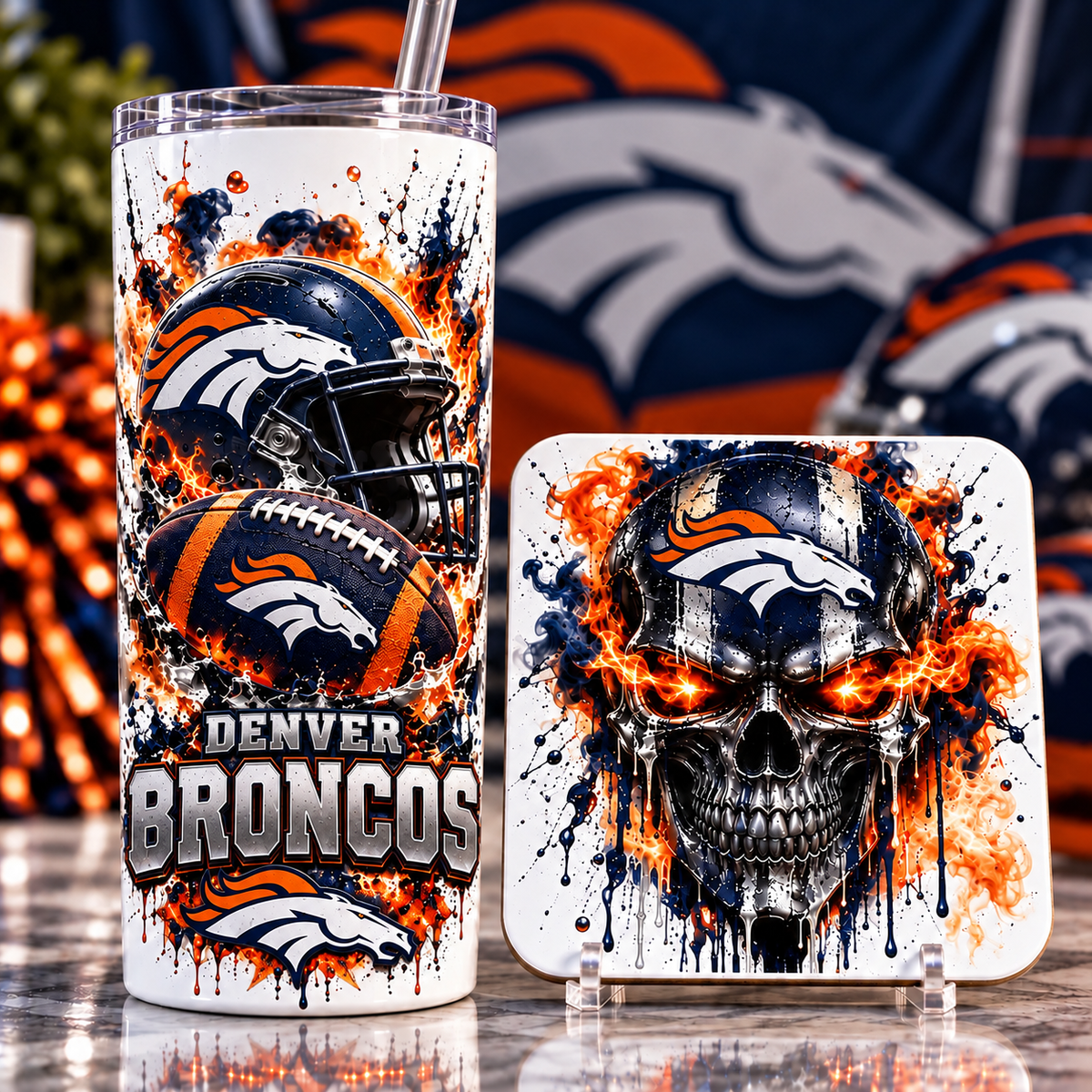 Football Team 20 oz Tumbler & Coaster Set
