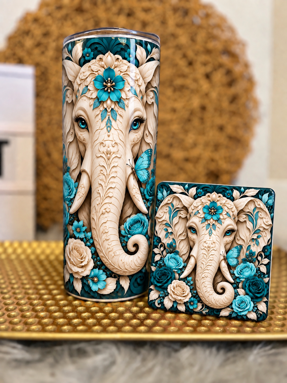 Floral Elephant Coaster Sets