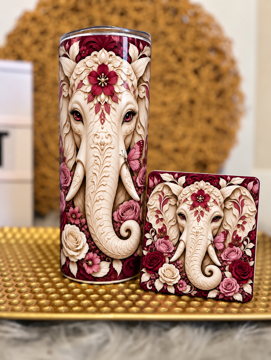 Floral Elephant Coaster Sets