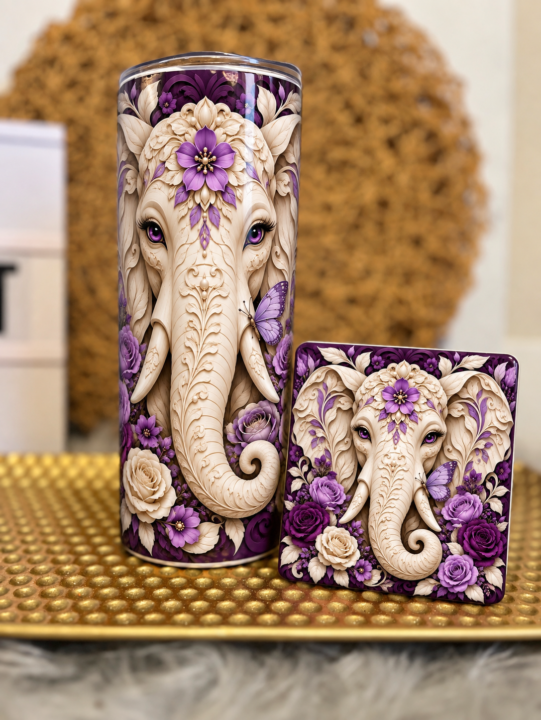 Floral Elephant Coaster Sets