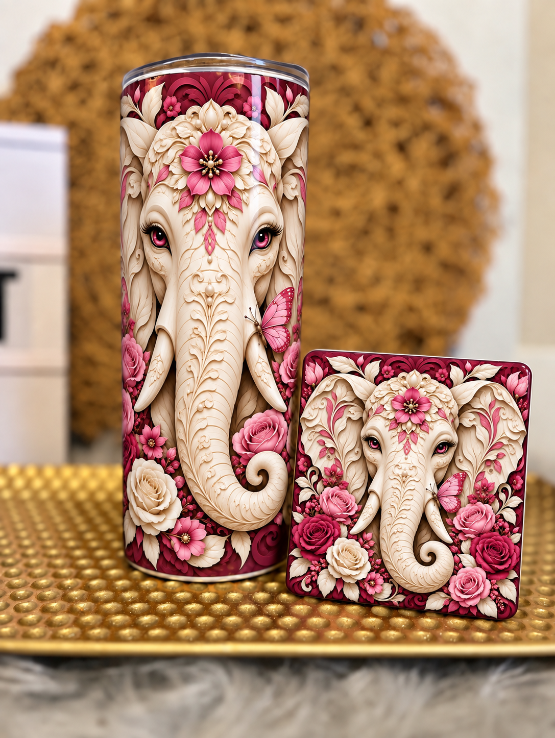 Floral Elephant Coaster Sets