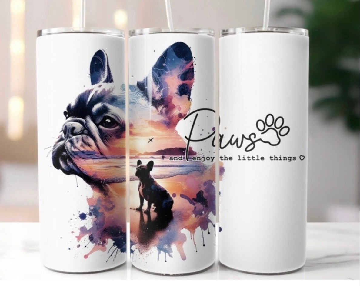 French Bulldog Sunset Tumbler 20oz | Dog Lover Gift | Insulated Stainless Steel Cup