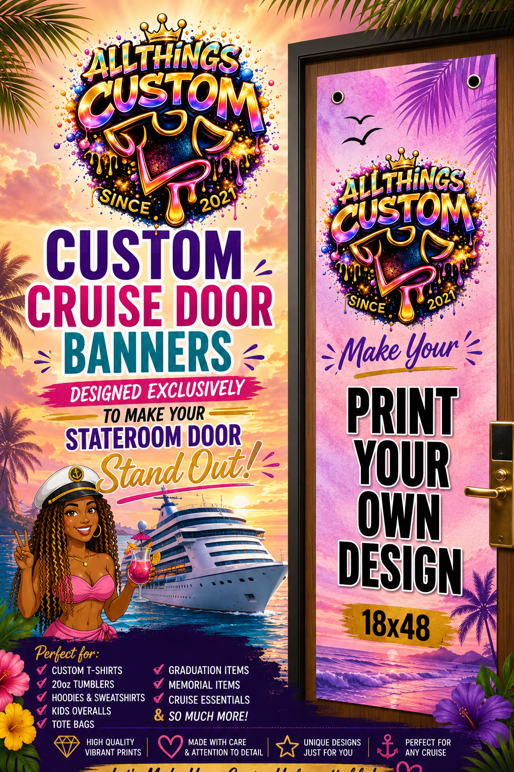 Custom Cruise Door Banner (18” x 48”)