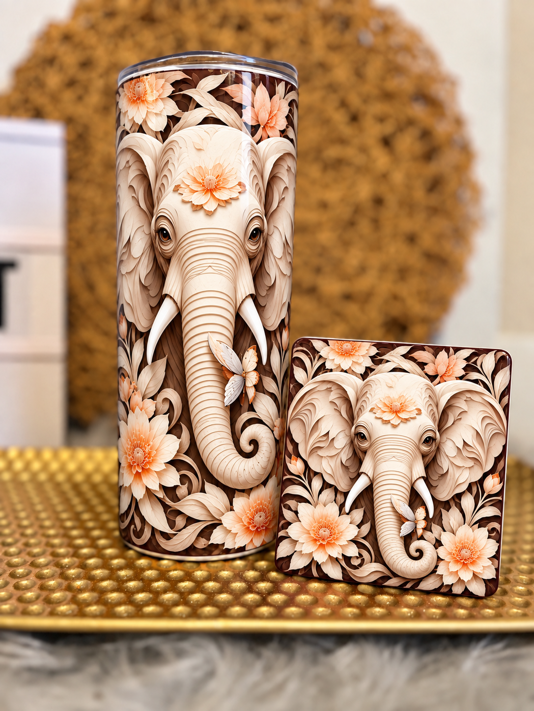 Floral Elephant Coaster Sets