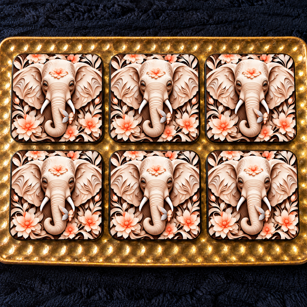 Floral Elephant Coaster Sets