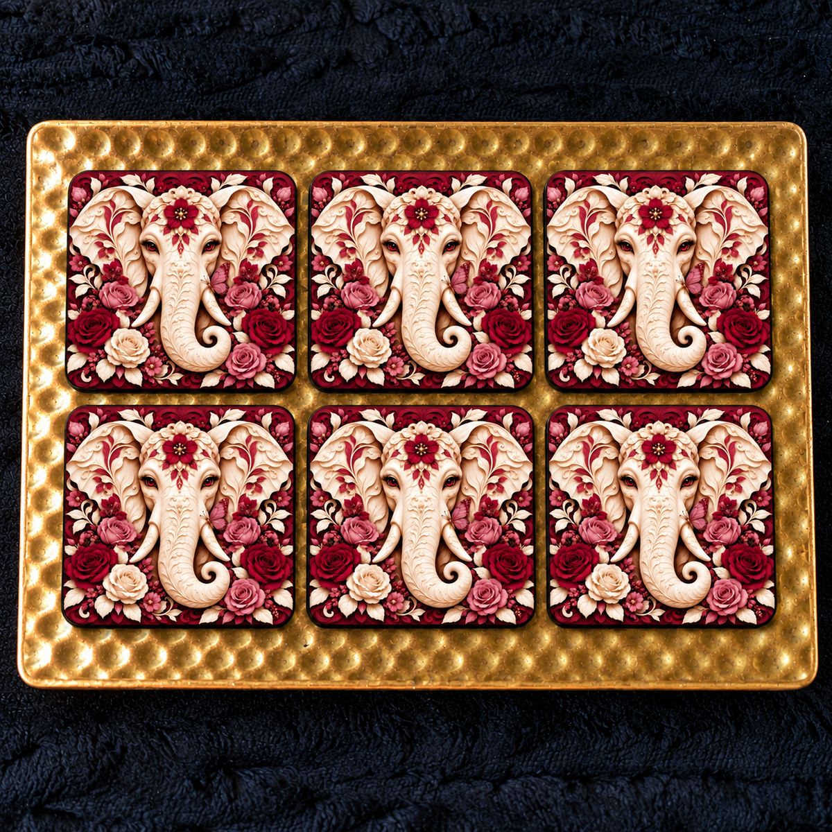 Floral Elephant Coaster Sets