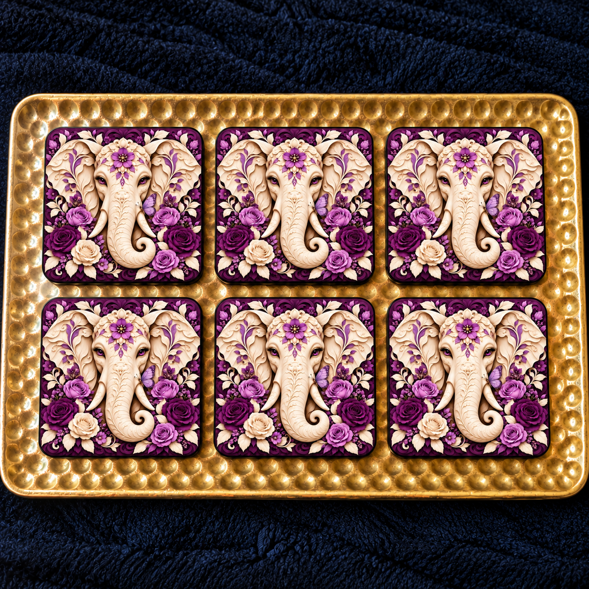 Floral Elephant Coaster Sets