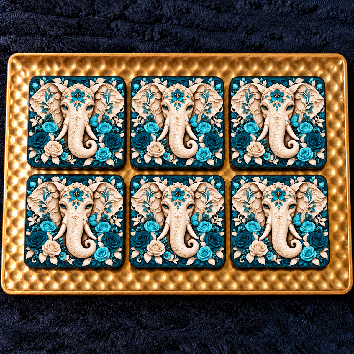 Floral Elephant Coaster Sets