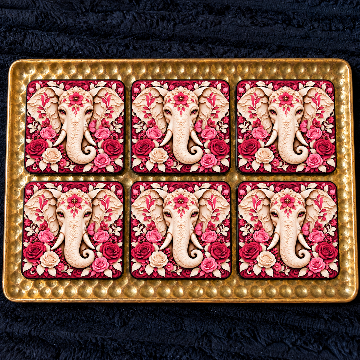Floral Elephant Coaster Sets