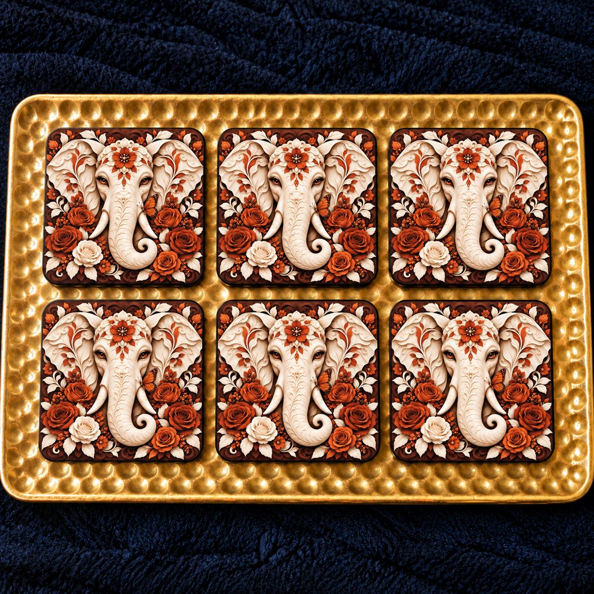 Floral Elephant Coaster Sets