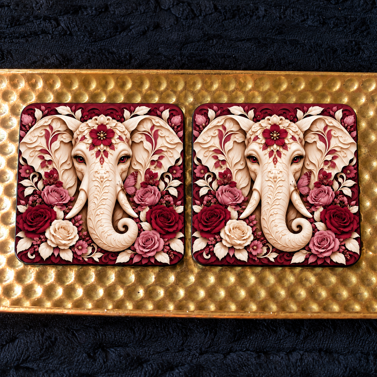 Floral Elephant Coaster Sets