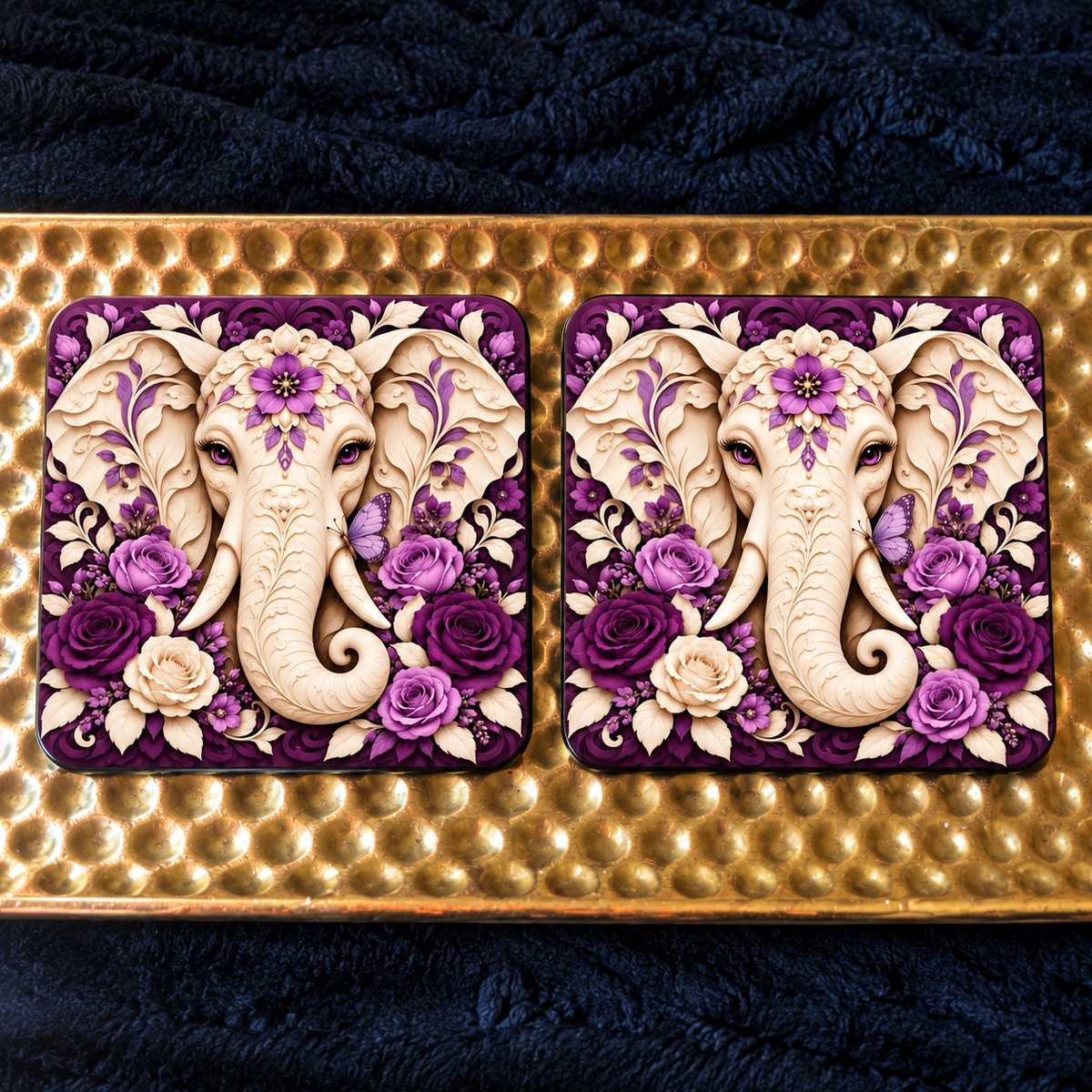 Floral Elephant Coaster Sets