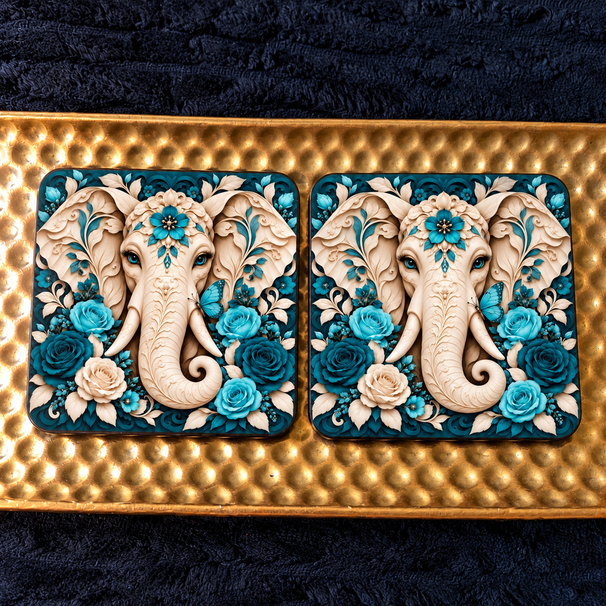 Floral Elephant Coaster Sets