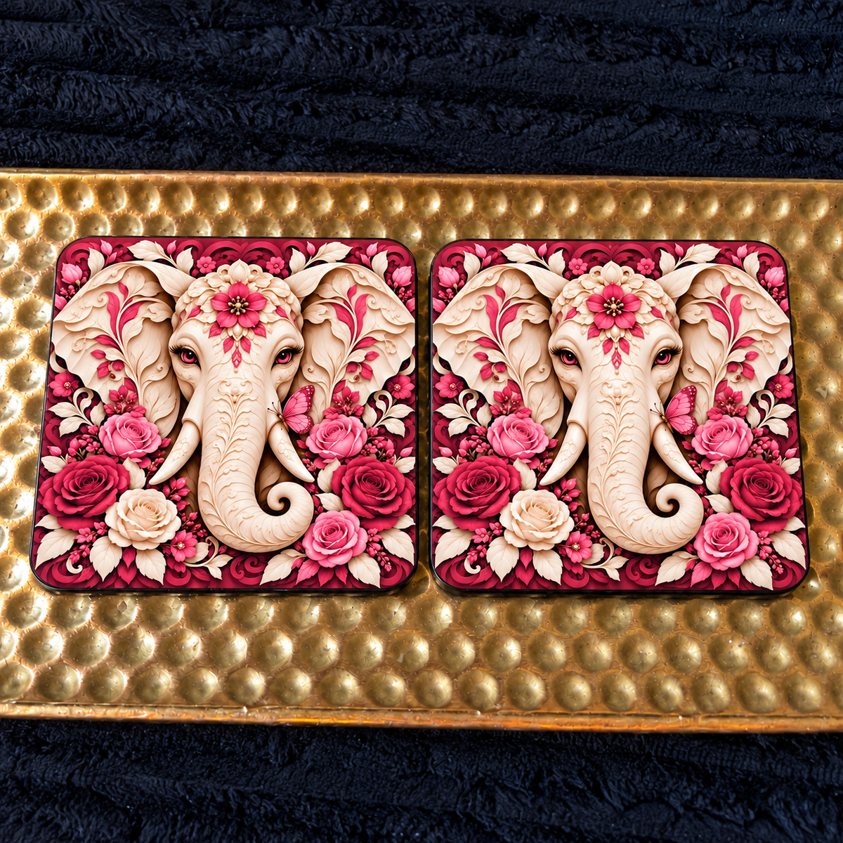 Floral Elephant Coaster Sets
