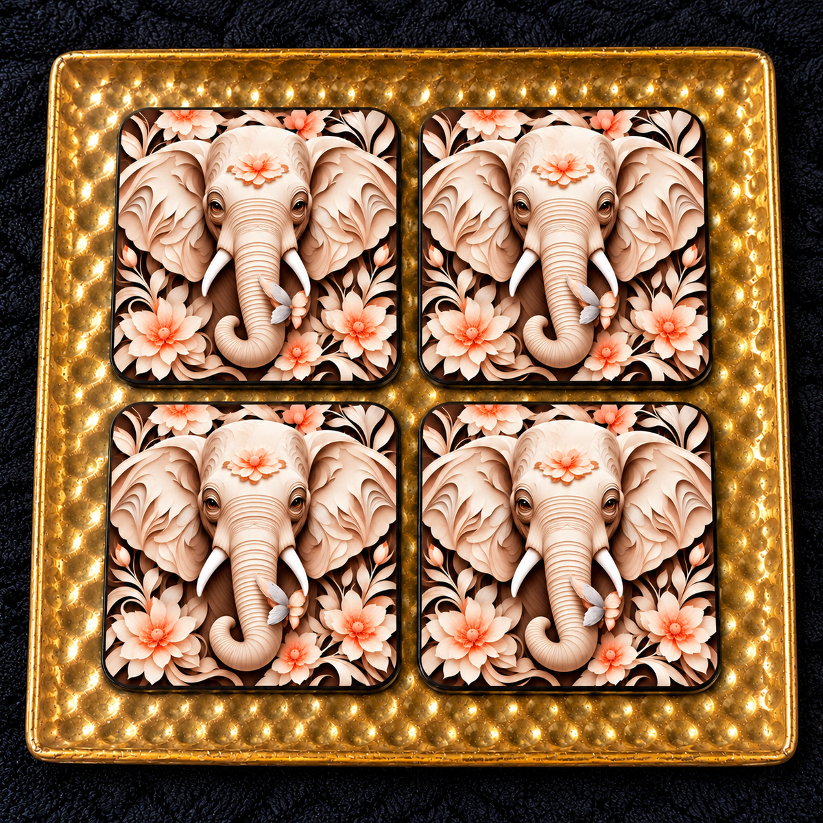 Floral Elephant Coaster Sets