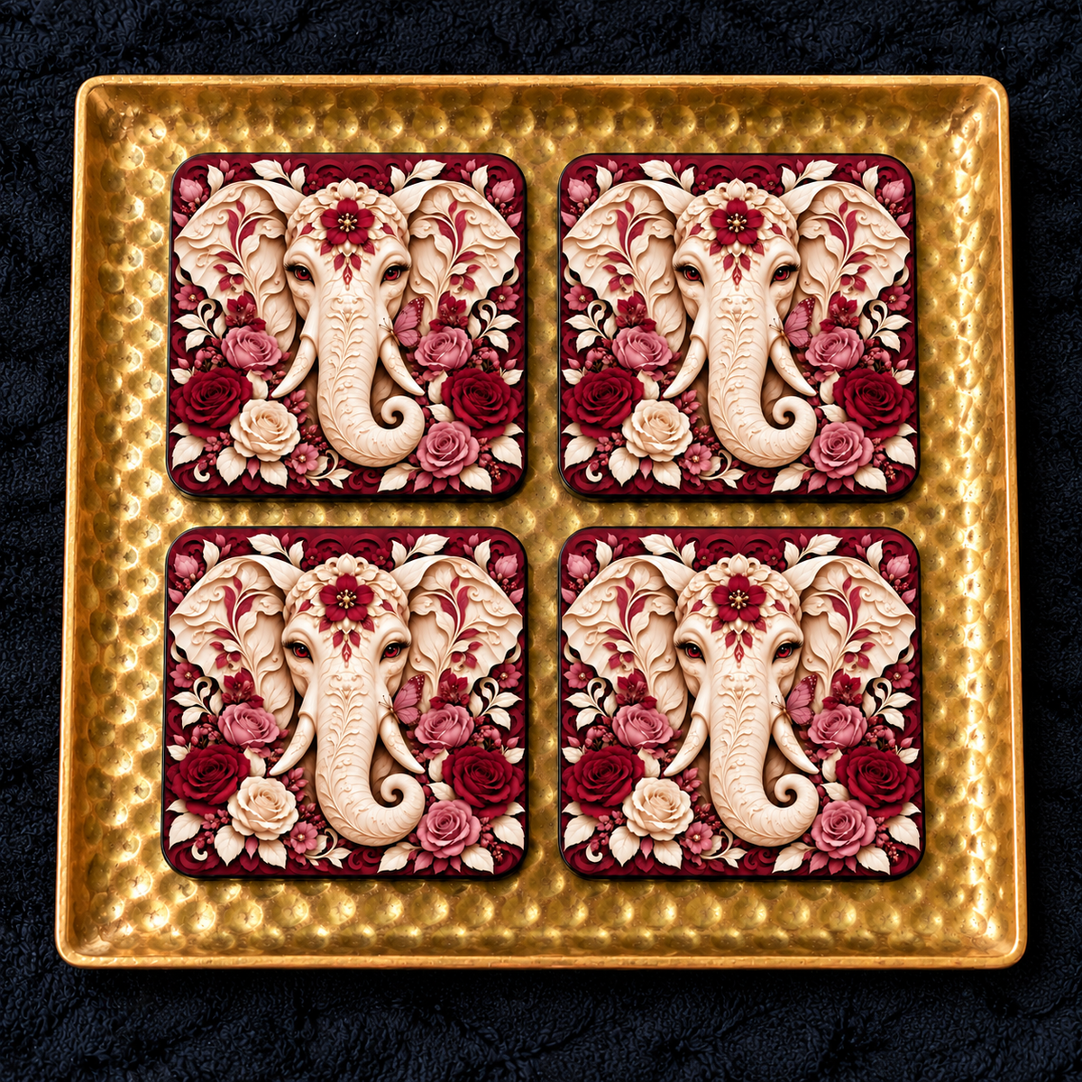 Floral Elephant Coaster Sets