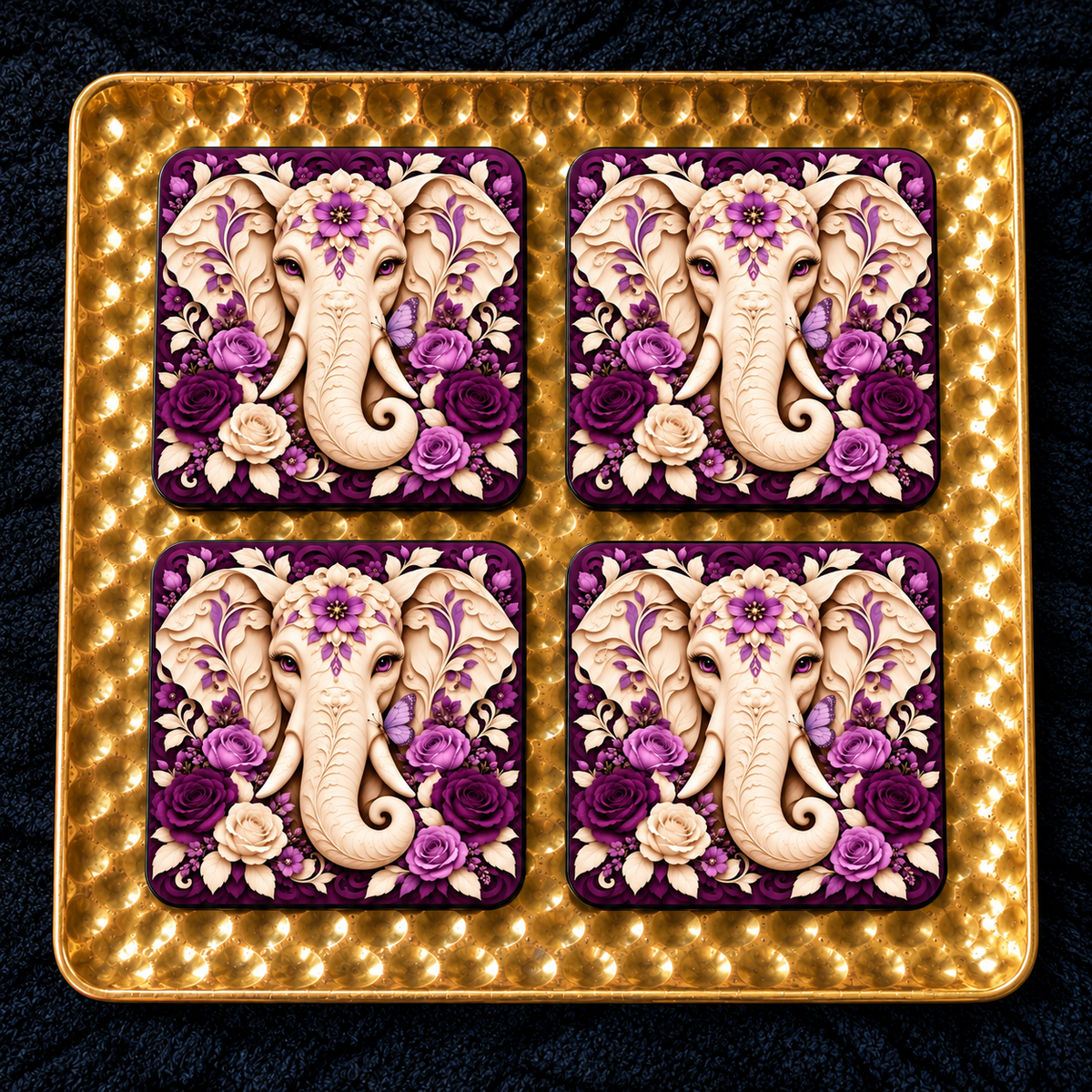 Floral Elephant Coaster Sets