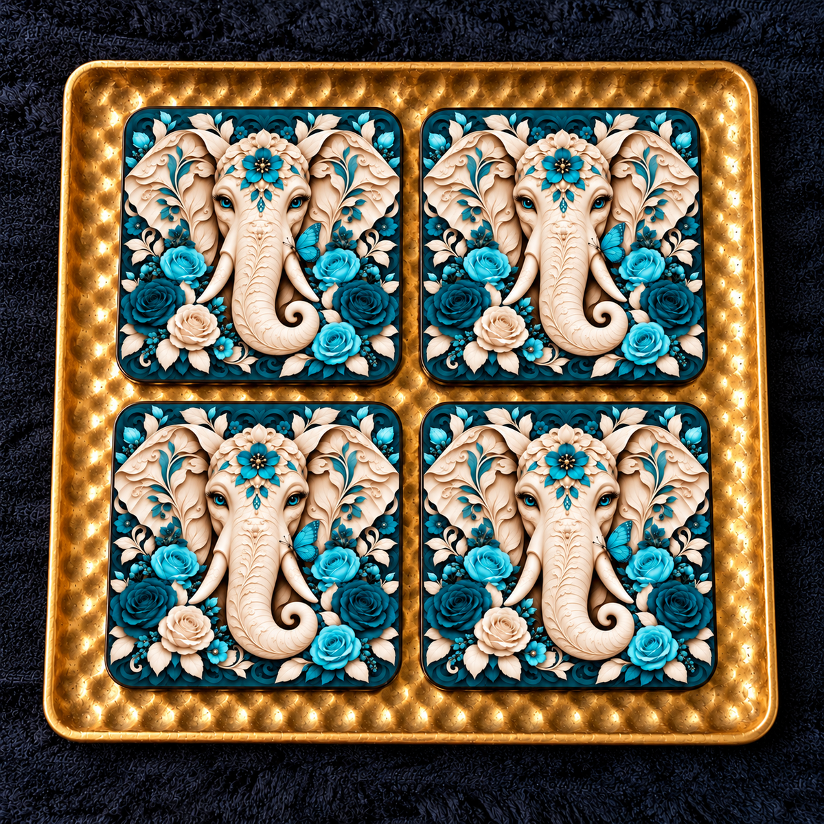 Floral Elephant Coaster Sets
