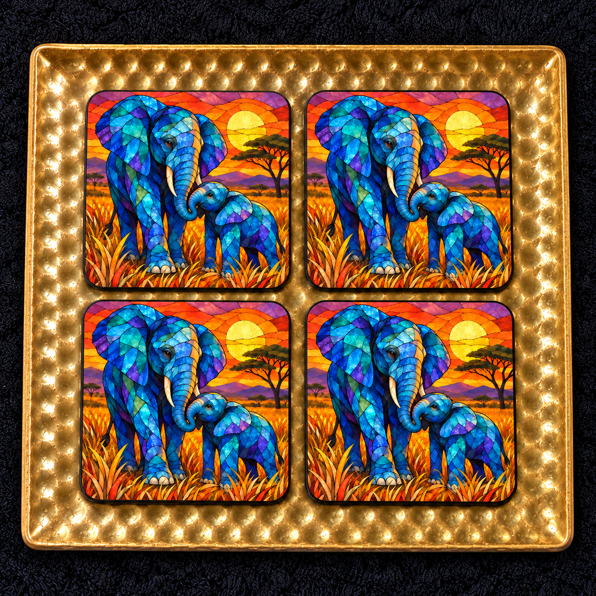 Floral Elephant Coaster Sets