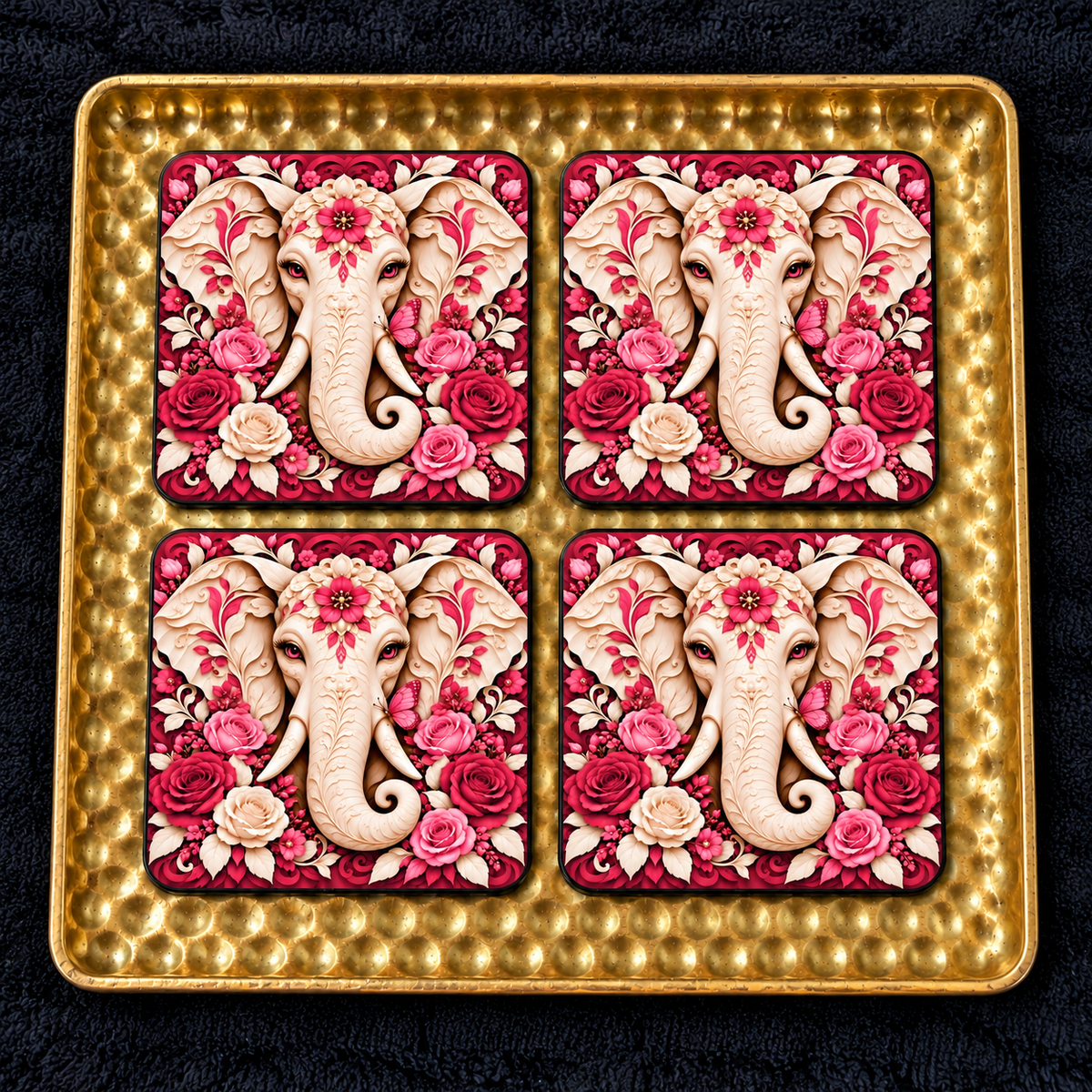 Floral Elephant Coaster Sets