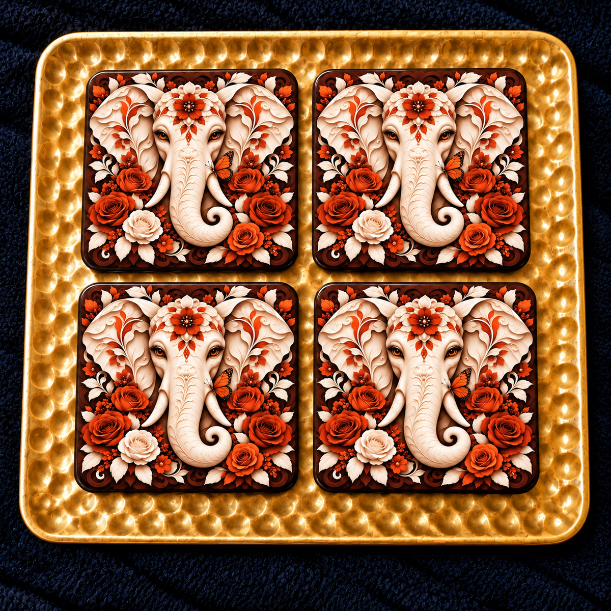 Floral Elephant Coaster Sets