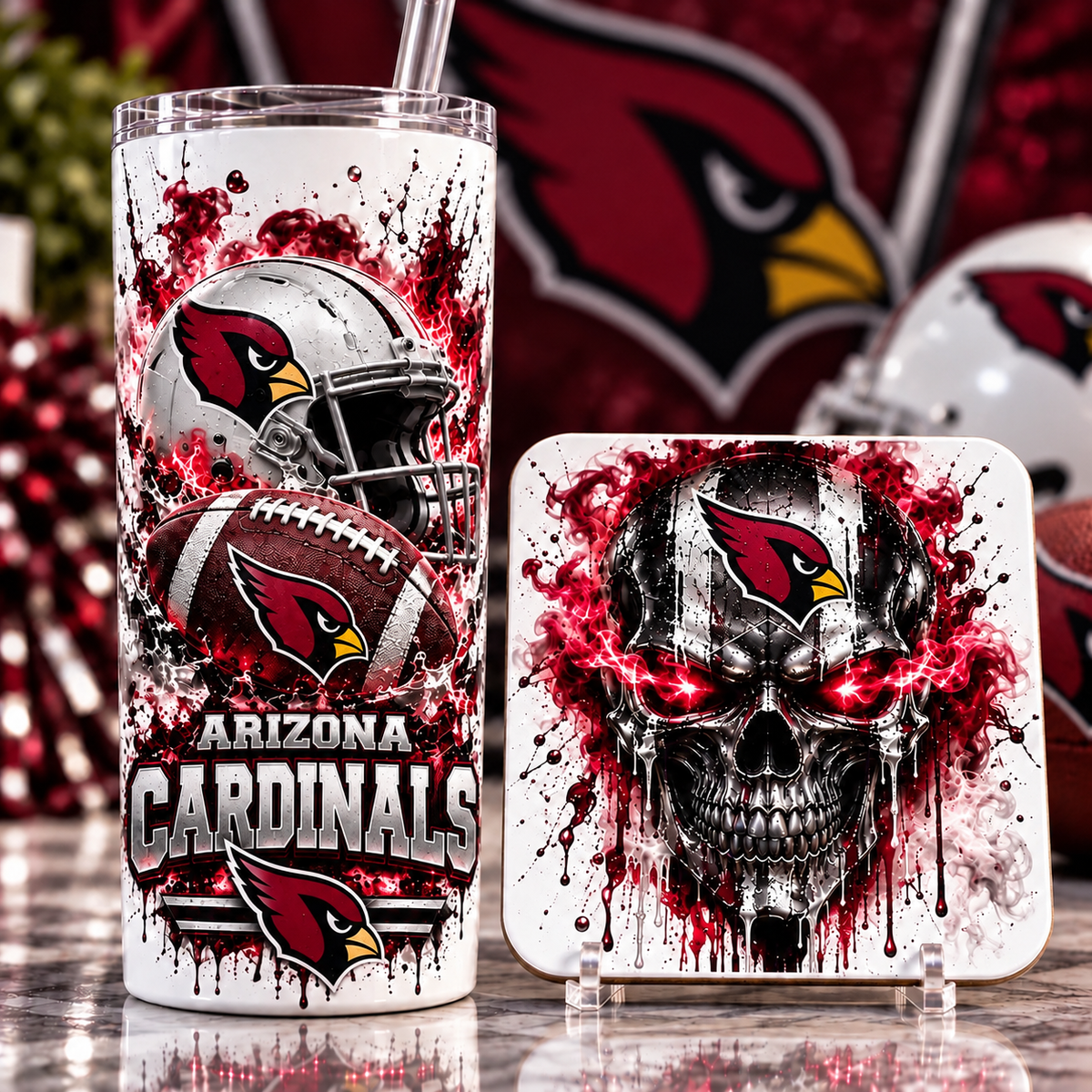 Football Team 20 oz Tumbler & Coaster Set