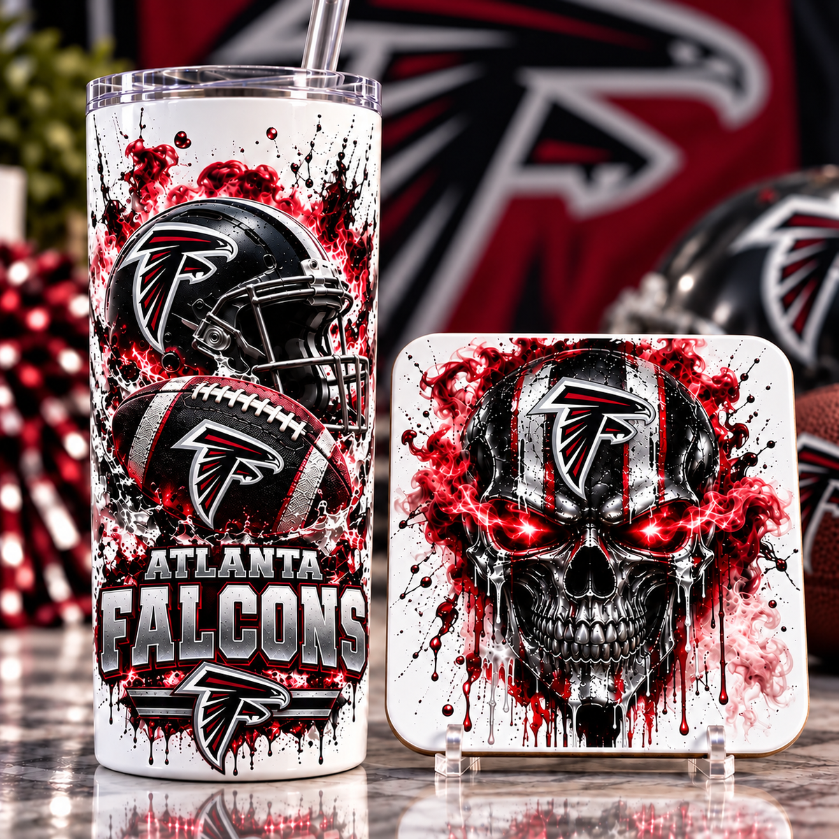 Football Team 20 oz Tumbler & Coaster Set