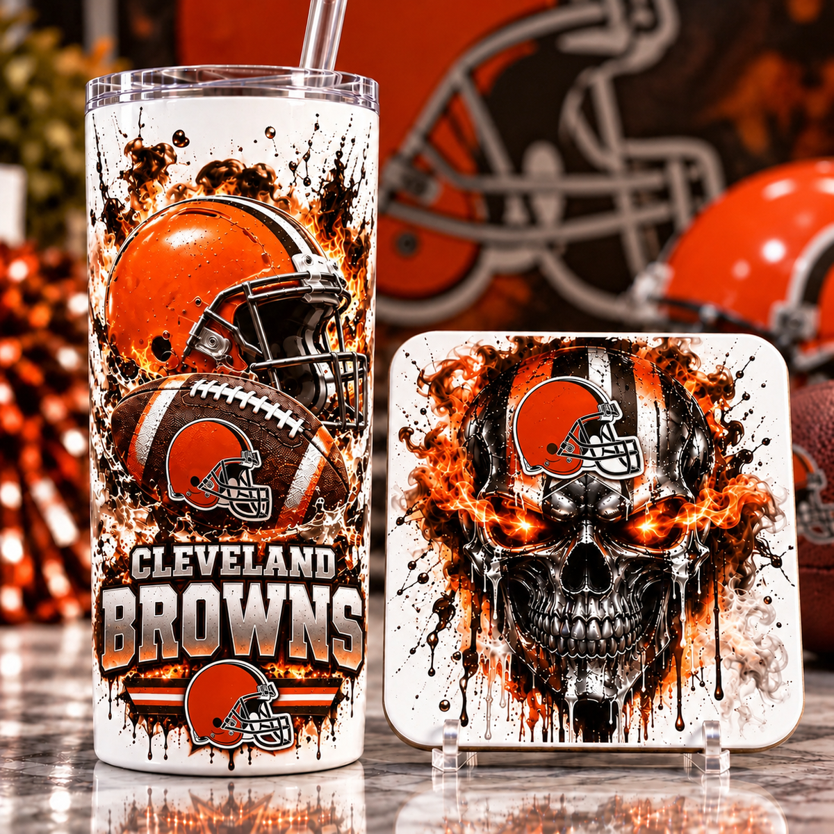 Football Team 20 oz Tumbler & Coaster Set