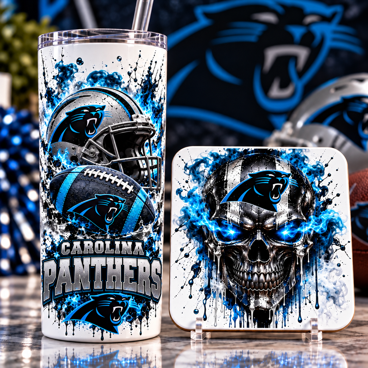 Football Team 20 oz Tumbler & Coaster Set