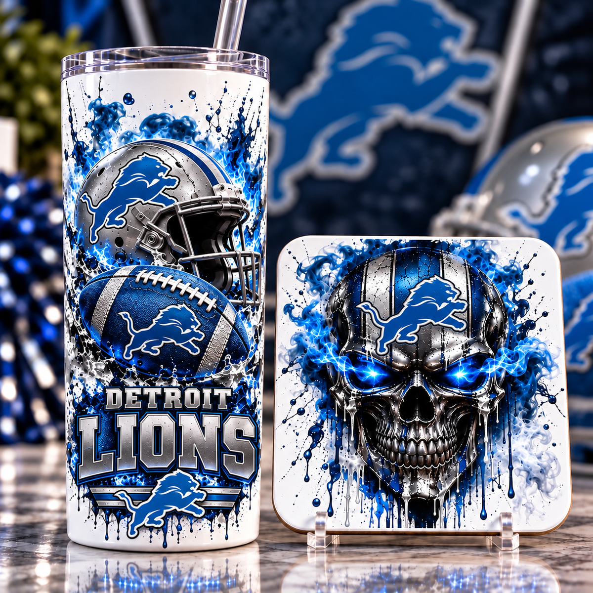 Football Team 20 oz Tumbler & Coaster Set