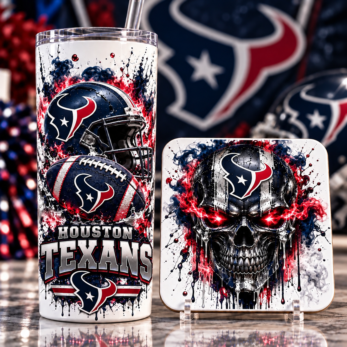 Football Team 20 oz Tumbler & Coaster Set
