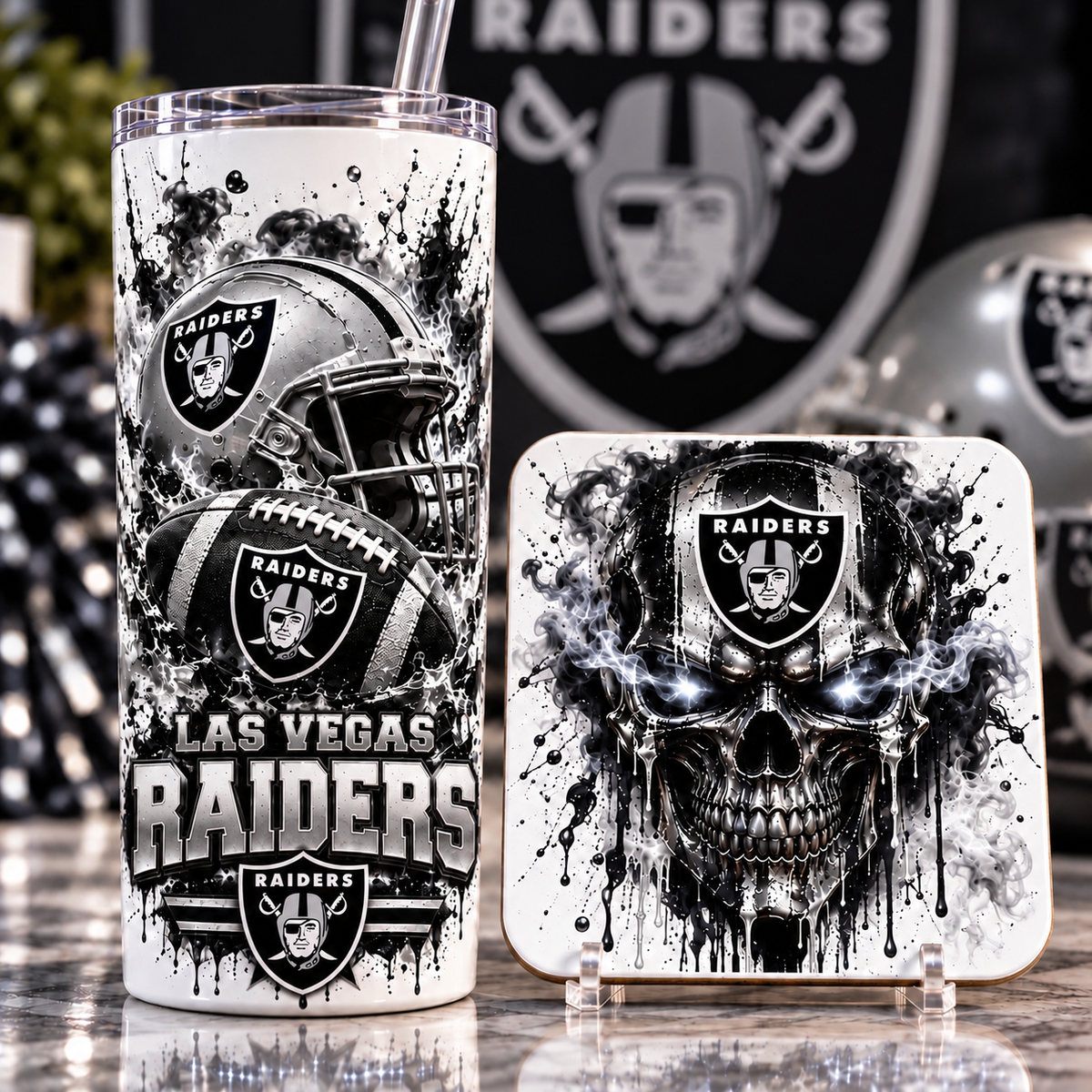 Football Team 20 oz Tumbler & Coaster Set