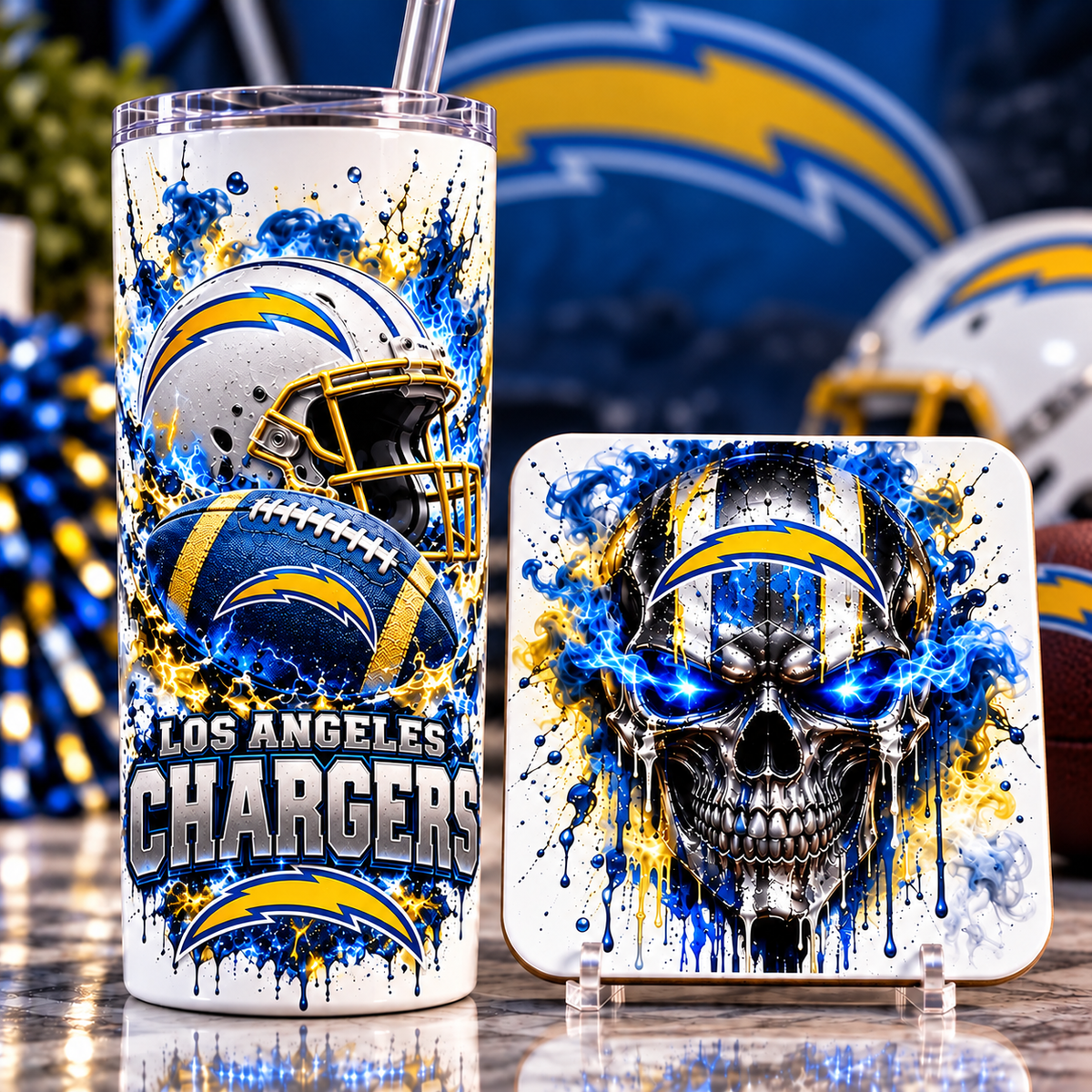 Football Team 20 oz Tumbler & Coaster Set