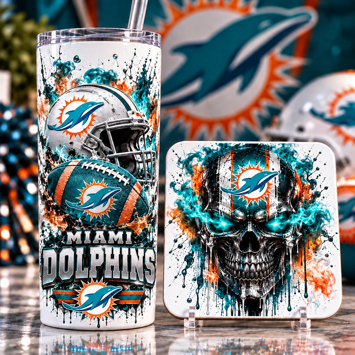 Football Team 20 oz Tumbler & Coaster Set