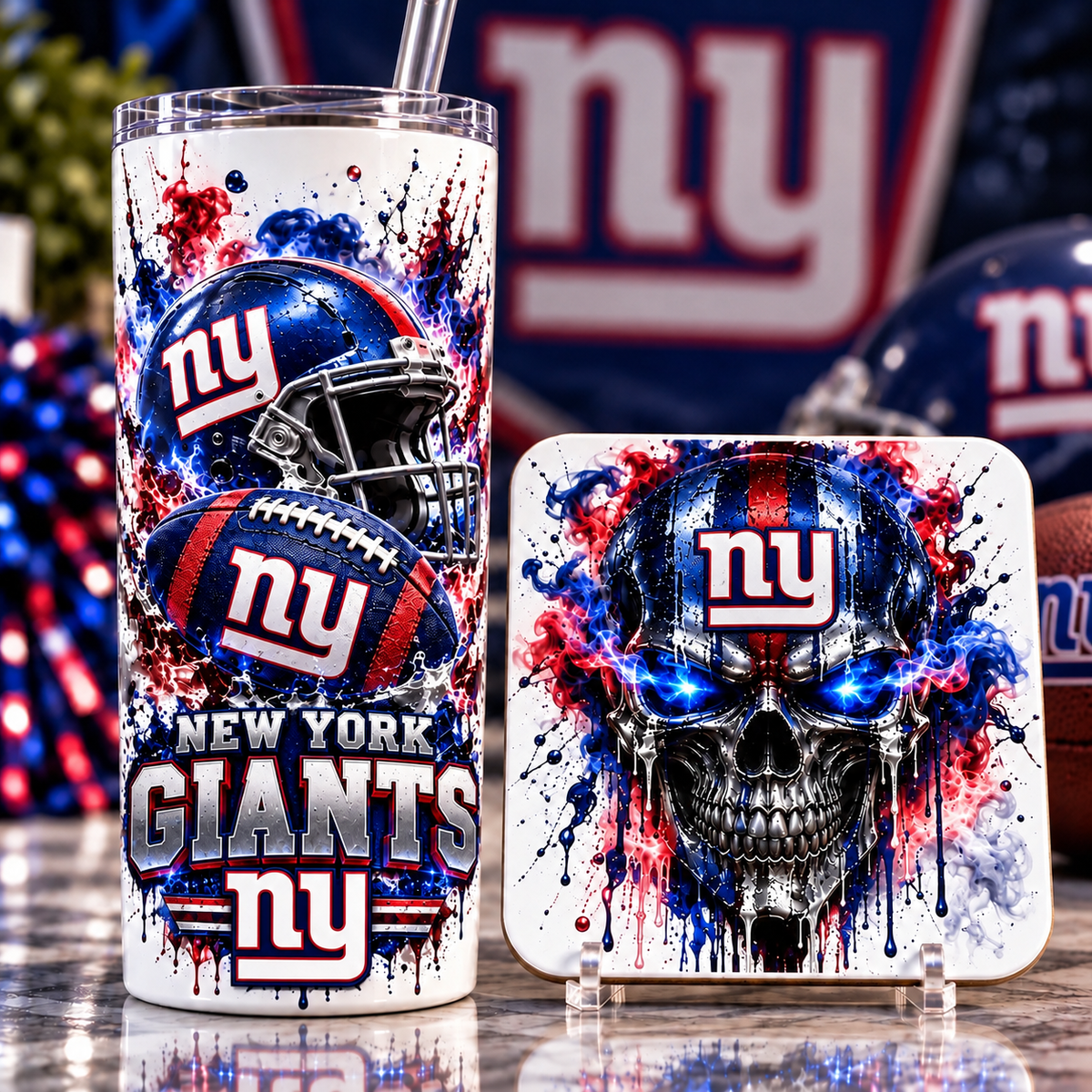 Football Team 20 oz Tumbler & Coaster Set
