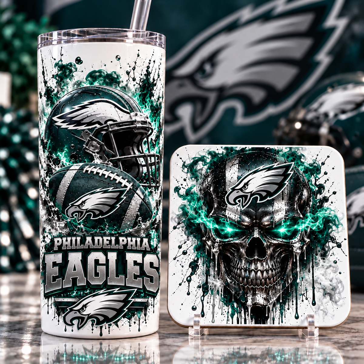 Football Team 20 oz Tumbler & Coaster Set