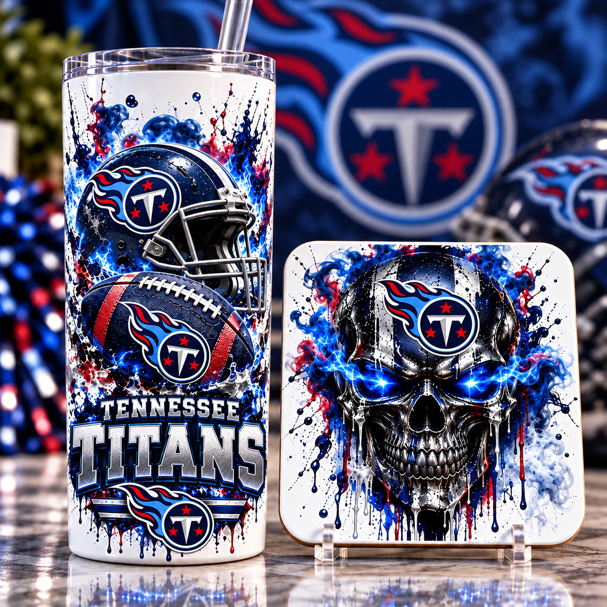 Football Team 20 oz Tumbler & Coaster Set