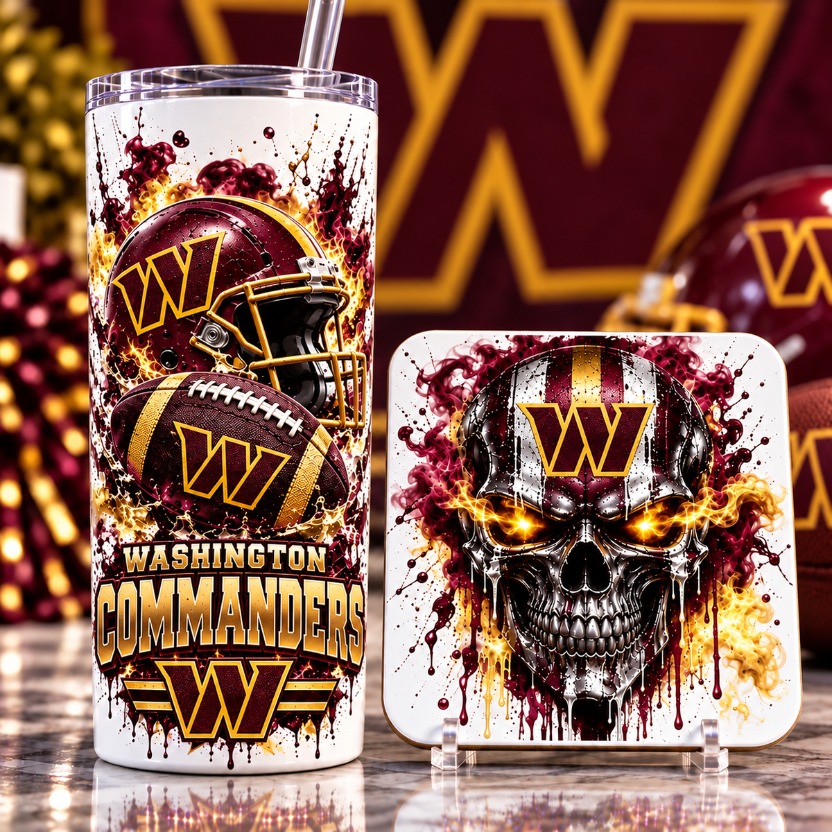 Football Team 20 oz Tumbler & Coaster Set