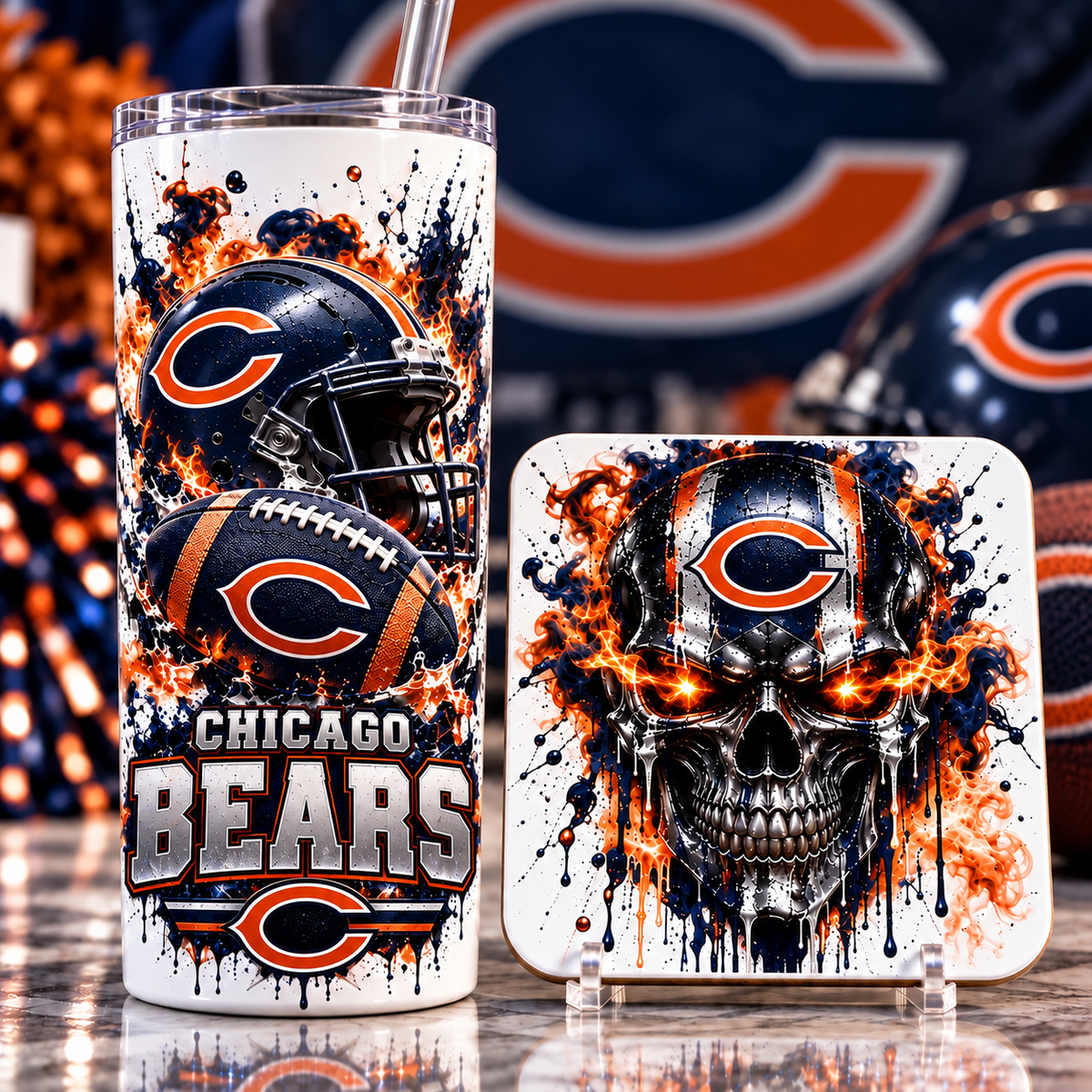 Football Team 20 oz Tumbler & Coaster Set