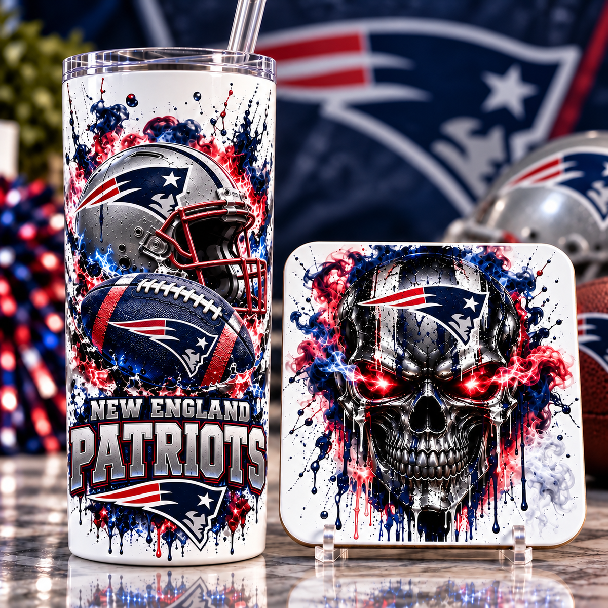 Football Team 20 oz Tumbler & Coaster Set